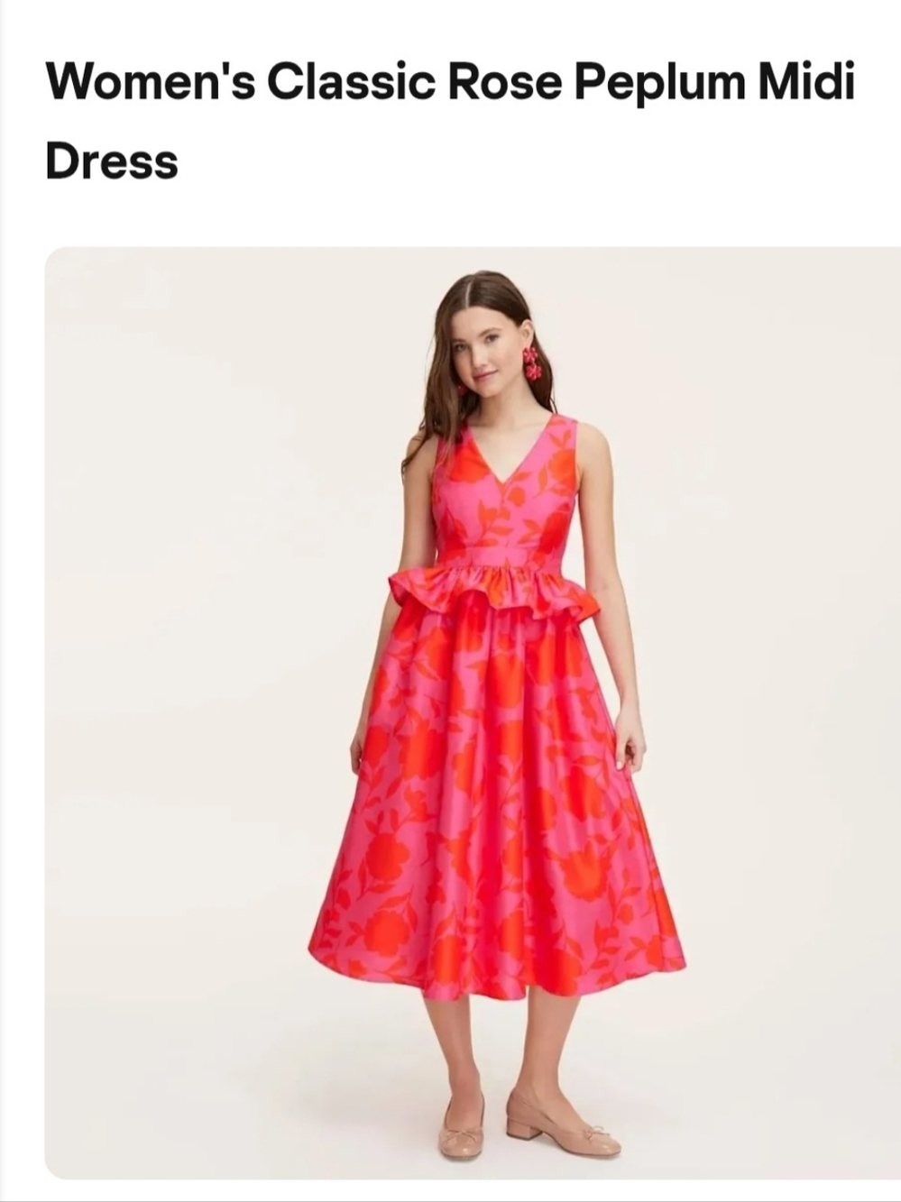 Kate Spade NY x Target Classic Rose Peplum Midi Dress Size 4 ~ NWT ~ Pretty!